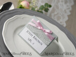 PLACE CARDS / TABLE CARDS rustic and lace Elegant White and Grey Wedding Place Cards, Rustic Name Tags, Romantic Wedding Place Cards with Lace and Pink Ribbon, Custom Text, Rustic Wedding Place Cards6