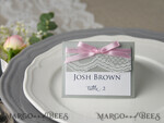 PLACE CARDS / TABLE CARDS rustic and lace Elegant White and Grey Wedding Place Cards, Rustic Name Tags, Romantic Wedding Place Cards with Lace and Pink Ribbon, Custom Text, Rustic Wedding Place Cards6