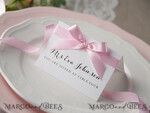 PLACE CARDS / TABLE CARDS rustic and lace Romantic White Minimalist Wedding Table Place Cards with Pink Ribbon, Modern Elegant Botanical Place Card, Glamour Table Cards, Gorgeous Floral Wedding Name Tag3