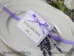 PLACE CARDS / TABLE CARDS rustic and lace Romantic Lavender Wedding Place Cards, Lilac Name Tags, Lavender Ribbon Bow, Elegant Wedding Stationery, Rustic Escort Cards, Editable Text, Wedding Signage3