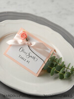PLACE CARDS / TABLE CARDS rustic and lace Romantic Pink Ribbon Bow Wedding Place Cards, Blush Pink Name Tags with Light Pink Ribbon Bow, Elegant Wedding Stationery, Rustic Escort Cards, Editable Text6