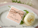 PLACE CARDS / TABLE CARDS rustic and lace Rustic Eco Pink Wedding Place Cards, Delicate Wedding Name Tag with Burlap Twine Decor, Unique Romantic Rustic Wedding Stationery, Editable Text, Custom Cards3