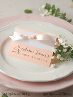 PLACE CARDS / TABLE CARDS rustic and lace Romantic Pink Ribbon Bow Wedding Place Cards, Blush Pink Name Tags with Light Pink Ribbon Bow, Elegant Wedding Stationery, Rustic Escort Cards, Editable Text5