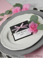 PLACE CARDS / TABLE CARDS rustic and lace Romantic Black Minimalist Wedding Table Place Cards with Pink Ribbon, Modern Elegant Botanical Place Card, Glamour Table Cards, Gorgeous Rustic Wedding Name Tag4