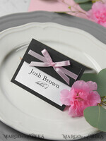 PLACE CARDS / TABLE CARDS rustic and lace Romantic Black Minimalist Wedding Table Place Cards with Pink Ribbon, Modern Elegant Botanical Place Card, Glamour Table Cards, Gorgeous Rustic Wedding Name Tag4