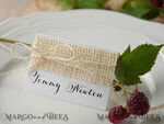 PLATZKARTEN / TISCHKARTEN  
 rustikal und Spitze Elegante Öko-Weiße Hochzeitsplatzkarten mit natürlichem Jute, Weiße Hochzeitsnamensschilder mit Jutegarn, Rustikale Hochzeitsstationery, Editierbare Text-Einladungskarten2