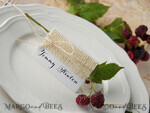 PLATZKARTEN / TISCHKARTEN  
 rustikal und Spitze Elegante Öko-Weiße Hochzeitsplatzkarten mit natürlichem Jute, Weiße Hochzeitsnamensschilder mit Jutegarn, Rustikale Hochzeitsstationery, Editierbare Text-Einladungskarten2