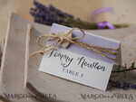 PLACE CARDS / TABLE CARDS rustic and lace Romantic Lavender Wedding Place Cards, Lilac Name Tags with Burlap Twine and Wooden Heart, Elegant Wedding Stationery, Rustic Escort Cards, Editable Text3