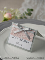 PLATZKARTEN / TISCHKARTEN  
 rustikal und Spitze Romantische graue Hochzeitsplatzkarten, Namensschilder mit grauem Band und Spitze, elegante Hochzeitsstationery, rustikale Tischkarten, bearbeitbarer Text, Shabby Chic6