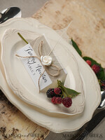 PLATZKARTEN / TISCHKARTEN  
 rustikal und Spitze Elegante Eco-Braune Hochzeitsplatzkarten mit weißer Rose, elfenbeinfarbene Hochzeitsnamensschilder mit braunem Jute-Zwirn und getrocknetem Blatt, rustikale Hochzeitsstationery, bearbeitbarer Text.3