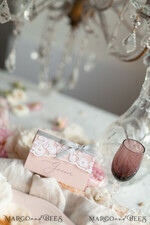 PLACE CARDS / TABLE CARDS rustic and lace Romantic White Lace Wedding Place Cards, Blush Pink Name Tags with Grey Ribbon Bow, Elegant Wedding Stationery, Rustic Escort Cards, Editable Text, Wedding Sign7
