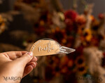 PLACE CARDS / TABLE CARDS Acrylic Gold Clear / Wood 3D Modern Arch Gold Acrylic Place Card with Stand, Arch Clear Name Card, Premium Luxury Seating Cards, Painted Gold Escort Cards with White Wording, Editable Text18