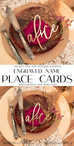 PLACE CARDS / TABLE CARDS Acrylic Gold Clear / Wood 3D Laser Cut Names Gold Place Cards, Acrylic Place Card, Gold 3D Wedding Place Cards, GOLD Mirror Custom Escort Cards, Acrylic Laser Cut Place Names, Editable Text13