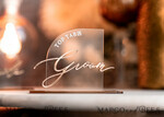PLACE CARDS / TABLE CARDS Acrylic Gold Clear / Wood 3D Modern half arch Acrylic Place card with stand, Wedding seat Cards, Transparent Acryl Name Card, Luxury seating card with white and gold wording, Editable Text11