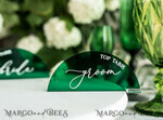 PLACE CARDS / TABLE CARDS Acrylic Gold Clear / Wood 3D Acrylic Arch Green Place card with stand, Emerald Green Acrylic Place card, White UV Plexi Flat Place card, Green Luxury Wedding Table Decor, Green Wedding Sign8