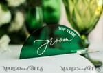 PLACE CARDS / TABLE CARDS Acrylic Gold Clear / Wood 3D Acrylic Arch Green Place card with stand, Emerald Green Acrylic Place card, White UV Plexi Flat Place card, Green Luxury Wedding Table Decor, Green Wedding Sign8