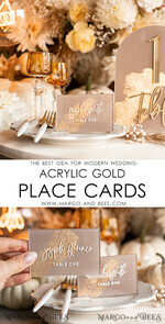 PLATZKARTEN / TISCHKARTEN  
 Acrylgold klar / Holz 3D Acryl Beige Platzkarte mit Ständer, Arch Clear Nude Taupe Namenskarten, Premium Luxus Sitzkarten, Platzkarten für Hochzeitsgäste, Gold Gäste-Eskortkarten38