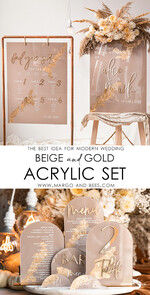 PLATZKARTEN / TISCHKARTEN  
 Acrylgold klar / Holz 3D Acrylbogen Beige Platzkarte mit Ständer, klare Acryl- und goldene flache Platzkarte, nude goldene Plexi-flache Platzkarte, tanzen Luxus Hochzeitsdekoration, erdige Hochzeit15
