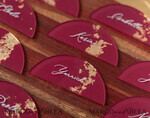 PLACE CARDS / TABLE CARDS Acrylic Gold Clear / Wood 3D Acrylic Arch Burgundy Flat Place Card, Clear Acrylic and Gold Flat Place Card, Maroon Gold Plexi Flat Place Card, Marsala Luxury Wedding Table Decor, White Text14