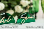 PLACE CARDS / TABLE CARDS Acrylic Gold Clear / Wood 3D Modern Arch Green Acrylic Place Card with Stand, Premium Wedding Seat Cards, Green Acrylic Name Card, Luxury Seating Card, Gold 3D Guest Names, Editable Text18