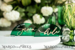 PLACE CARDS / TABLE CARDS Acrylic Gold Clear / Wood 3D Modern Arch Green Acrylic Place Card with Stand, Premium Wedding Seat Cards, Green Acrylic Name Card, Luxury Seating Card, Gold 3D Guest Names, Editable Text18