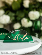 PLACE CARDS / TABLE CARDS Acrylic Gold Clear / Wood 3D Modern Arch Green Acrylic Place Card with Stand, Premium Wedding Seat Cards, Green Acrylic Name Card, Luxury Seating Card, Gold 3D Guest Names, Editable Text18