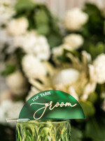 PLACE CARDS / TABLE CARDS Acrylic Gold Clear / Wood 3D Modern Arch Green Acrylic Place Card with Stand, Premium Wedding Seat Cards, Green Acrylic Name Card, Luxury Seating Card, Gold 3D Guest Names, Editable Text18
