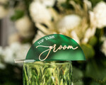 PLACE CARDS / TABLE CARDS Acrylic Gold Clear / Wood 3D Modern Arch Green Acrylic Place Card with Stand, Premium Wedding Seat Cards, Green Acrylic Name Card, Luxury Seating Card, Gold 3D Guest Names, Editable Text18