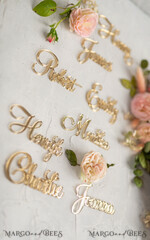 PLACE CARDS / TABLE CARDS Acrylic Gold Clear / Wood 3D Custom Elegant Gold Acrylic Place Card, Engraved Name Premium Luxury Seating Card, 3D Gold Acrylic Wedding Escort Cards, Luxury Gold Acryl Wedding Place Cards29