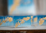 PLACE CARDS / TABLE CARDS Acrylic Gold Clear / Wood 3D Modern Ombre sky blue Acrylic Place card, Wedding Place Cards, Royal Blue Name Card premium, Transparent Acryl Seating Card, Painted Luxury Escort Cards14