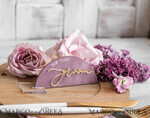 PLATZKARTEN / TISCHKARTEN  
 Acrylgold klar / Holz 3D Modernes Mauve Arch Acryl Platzkarte mit Ständer, Premium Hochzeitsplatzkarten, klare Acryl Namenskarten, luxuriöse Sitzkarten, goldene 3D Gästennamen, bearbeitbarer Text12
