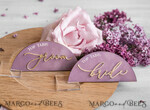 PLATZKARTEN / TISCHKARTEN  
 Acrylgold klar / Holz 3D Modernes Mauve Arch Acryl Platzkarte mit Ständer, Premium Hochzeitsplatzkarten, klare Acryl Namenskarten, luxuriöse Sitzkarten, goldene 3D Gästennamen, bearbeitbarer Text12