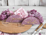 PLATZKARTEN / TISCHKARTEN  
 Acrylgold klar / Holz 3D Modernes Mauve Arch Acryl Platzkarte mit Ständer, Premium Hochzeitsplatzkarten, klare Acryl Namenskarten, luxuriöse Sitzkarten, goldene 3D Gästennamen, bearbeitbarer Text12
