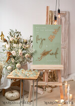 PLATZKARTEN / TISCHKARTEN  
 Acrylgold klar / Holz 3D Acrylbogen Salbeigrün Flachplatzkarte mit Stand, bemalte Acryl- und Gold-Flachplatzkarte, Grünpflanzen Gold Plexi Flachplatzkarte, Garten Luxus Hochzeits Tischdekoration21