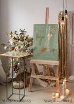 PLATZKARTEN / TISCHKARTEN  
 Acrylgold klar / Holz 3D Acrylbogen Salbeigrün Flachplatzkarte mit Stand, bemalte Acryl- und Gold-Flachplatzkarte, Grünpflanzen Gold Plexi Flachplatzkarte, Garten Luxus Hochzeits Tischdekoration21