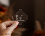 PLACE CARDS / TABLE CARDS Acrylic Gold Clear / Wood 3D Modern Acrylic Place Cards, Wedding Place Cards, Geometric Clear Acryl Name Cards, Premium Luxury Seating Cards, White Wording Transparent Custom Escort Cards4