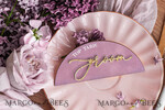 PLATZKARTEN / TISCHKARTEN  
 Acrylgold klar / Holz 3D Mauve Hochzeitsplatzkarten, Moderne Bogen Samt Gold Acryl Platzkarte ohne Ständer, Hochzeitsplatz gold Karten, Samt Spiegel gold Namenskarten, editierbarer Text, MvS4