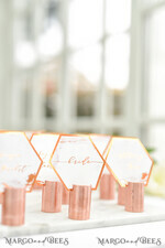 PLACE CARDS / TABLE CARDS Luxury Premium Glitter/ Gold/ Silver/ Rose Gold Elegant Geometric Copper Wedding Place Cards, Modern Name Tags for Your Wedding Tables, Unique Wedding Stationery, Copper foil printout, Custom Escort Cards9