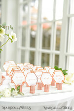 PLACE CARDS / TABLE CARDS Luxury Premium Glitter/ Gold/ Silver/ Rose Gold Elegant Geometric Copper Wedding Place Cards, Modern Name Tags for Your Wedding Tables, Unique Wedding Stationery, Copper foil printout, Custom Escort Cards9