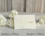 PLACE CARDS / TABLE CARDS Luxury Premium Glitter/ Gold/ Silver/ Rose Gold Elegant Embossed Ivory Wedding Place Cards, Small Table Cards with Gold Foil Border, Tent Cards, Escort Cards, Name Cards, Ecru Table name cards, Personalized wedding decor, Editable Text5