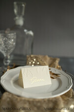 PLACE CARDS / TABLE CARDS Luxury Premium Glitter/ Gold/ Silver/ Rose Gold Elegant Embossed Ivory Wedding Place Card with Gold Printout, Delicate Name Tags, Romantic Ivory Wedding Stationery, Luxury Real Gold Foil Wedding Place Cards4