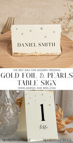 PLACE CARDS / TABLE CARDS Luxury Premium Glitter/ Gold/ Silver/ Rose Gold Luxury Handmade Wedding Place Card with Gold Foil & Pearls, Small Table Cards with delicate ribbon, Tent Cards, Escort Cards, Name Cards, Personalized wedding decor, Editable Text5