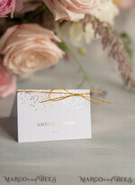 PLACE CARDS / TABLE CARDS Luxury Premium Glitter/ Gold/ Silver/ Rose Gold Gold foil Wedding Place Cards, White Wedding Escort Card, with Gold Twine, Elegant place cards, Table name cards, Personalized wedding decor, Editable Text4