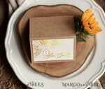PLACE CARDS / TABLE CARDS Luxury Premium Glitter/ Gold/ Silver/ Rose Gold Elegant Eco Brown and White Wedding Place Cards with Gold Foil, Romantic Name Tags for Your Wedding Tables, Modern Wedding Stationery, Sunflowers Escort Cards2
