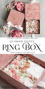 RING BEARER BOXES & PILLOWS Velvet ring box for wedding ceremony Luxury Velvet acrylic Wedding rings Box, Glamour blush pink and gold Wedding rings Box,Elegant Wedding Box velvet blusch Pink, Handmade Wedding rings Box14