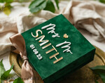 RINGTRÄGERBOXEN & KISSEN Samtkästchen für den Trauungszeremonie Grüne goldene Samt-Ringbox für die Zeremonie, Ringbox für die Hochzeitszeremonie mit 3 Ringen aus Samt, Boho Glam Hochzeitsringboxen für ihn und sie, luxuriöse Samt-Ringbox doppelt in benutzerdefinierten Farben.16