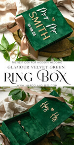 RINGTRÄGERBOXEN & KISSEN Samtkästchen für den Trauungszeremonie Grüne goldene Samt-Ringbox für die Zeremonie, Ringbox für die Hochzeitszeremonie mit 3 Ringen aus Samt, Boho Glam Hochzeitsringboxen für ihn und sie, luxuriöse Samt-Ringbox doppelt in benutzerdefinierten Farben.16