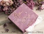 RINGTRÄGERBOXEN & KISSEN Samtkästchen für den Trauungszeremonie Ringbox für die Hochzeitszeremonie 3 Ringe, Blush Pink Goldenen Samt Hochzeitsringbox für die Zeremonie, Boho Glam Hochzeitsringboxen für ihn und sie, Luxuriöse Samt-Ringbox doppelt, kundenspezifische Farben.13