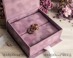 RINGTRÄGERBOXEN & KISSEN Samtkästchen für den Trauungszeremonie Ringbox für die Hochzeitszeremonie 3 Ringe, Blush Pink Goldenen Samt Hochzeitsringbox für die Zeremonie, Boho Glam Hochzeitsringboxen für ihn und sie, Luxuriöse Samt-Ringbox doppelt, kundenspezifische Farben.13