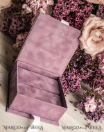 RINGTRÄGERBOXEN & KISSEN Samtkästchen für den Trauungszeremonie Ringbox für die Hochzeitszeremonie 3 Ringe, Blush Pink Goldenen Samt Hochzeitsringbox für die Zeremonie, Boho Glam Hochzeitsringboxen für ihn und sie, Luxuriöse Samt-Ringbox doppelt, kundenspezifische Farben.13